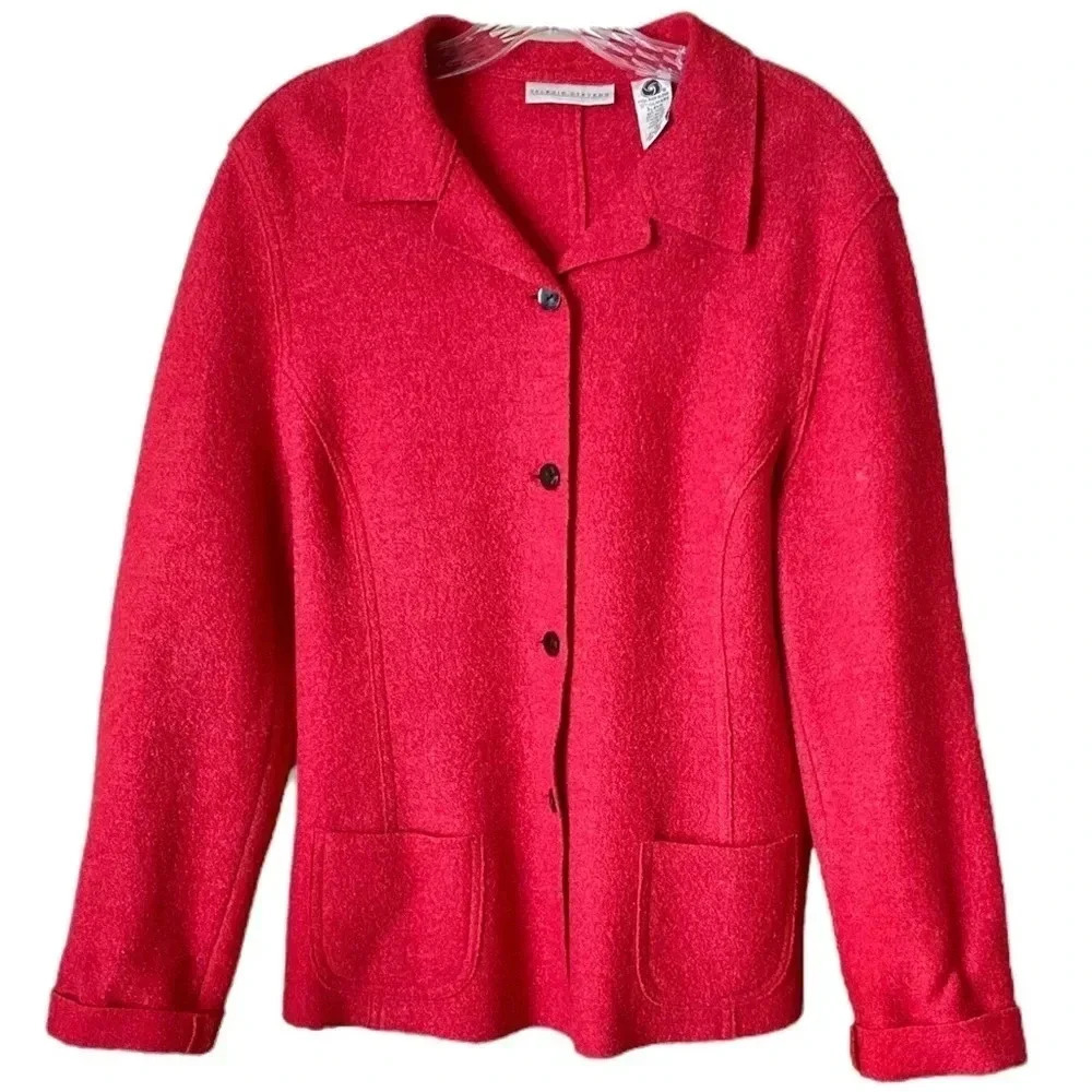 VALERIE STEVENS | Vintage Red Wool Rich Blend Button Down Blazer Jacket Size 12